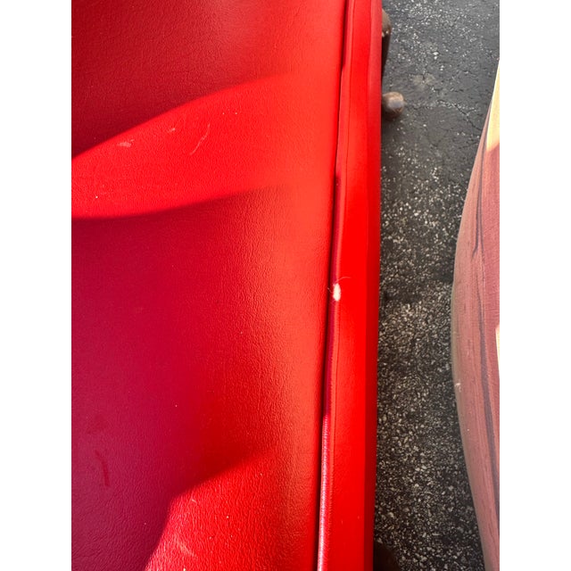 Traditional Red Faux Leather Wingback Chairs - a Pair For Sale - Image 11 of 11