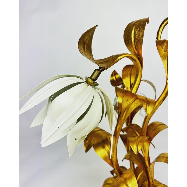 Beautiful mid century table lamp. Created in the 1960s by Hans Kögl. Beautiful gold-plated metal base with detailed...