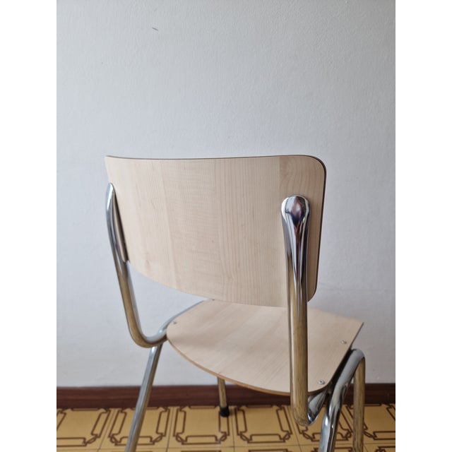 1970s Modern Chairs – Chromed Tubular Frame and Bent Wood. A splendid set of 1970s vintage chairs in true...