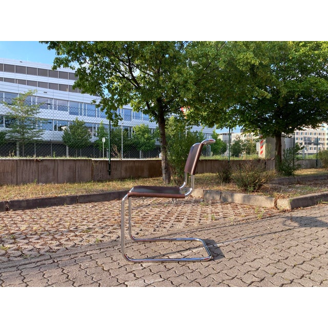 Vintage Cognac Brown S33 Chairs by Mart Stam for Thonet, 2010, Set of 4 For Sale - Image 6 of 18