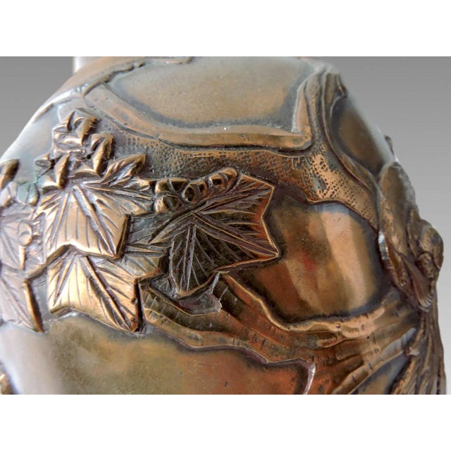 Rare Messenger Phipson Antique Side or Occasional Table, Japanese Meiji Bronze With Cherubs (Putti), Glass & Gilt Top - England For Sale - Image 9 of 11