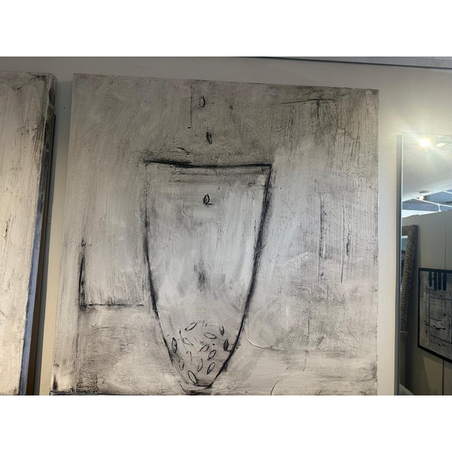 Connie Lloveras Black and White Vessel Over Black and White Markings No. 2 For Sale - Image 4 of 6
