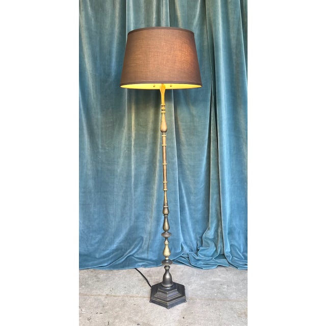 French 1940s Brass and Bronze Floor Lamp For Sale - Image 15 of 16