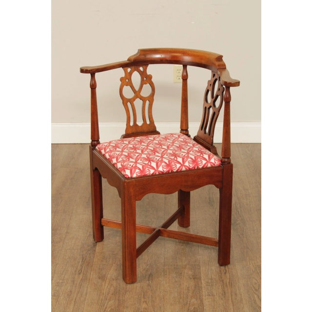 Hickory Chair Furniture Company Late 20th Century Chippendale Style Mahogany Corner Chair For Sale - Image 4 of 13