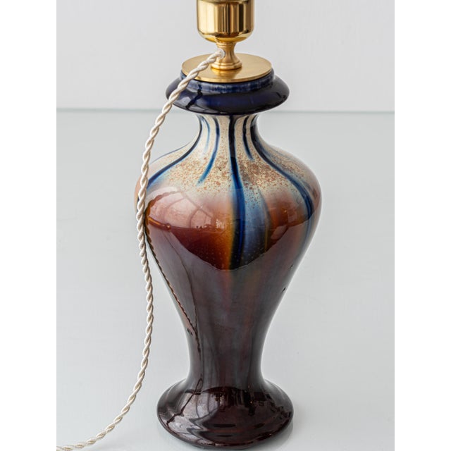 Belgian Art Deco Flambé Glaze Ceramic Table Lamps, 1920s, Set of 2 For Sale - Image 16 of 18