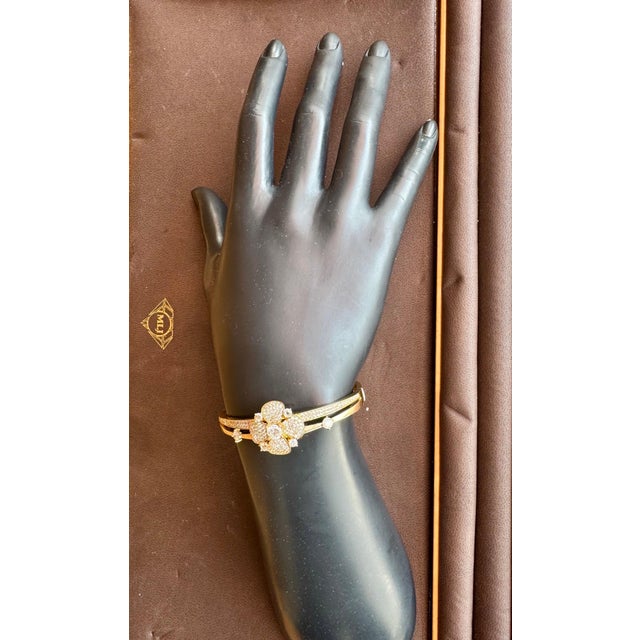 3.8 Carat Diamond 14 Karat Gold Cocktail Bangle Bracelet /cuff Estate 13.8 Gm For Sale - Image 11 of 18