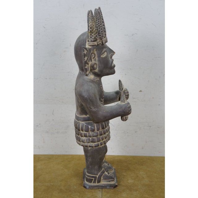 Mid 20th Century Vintage Terracotta Pottery Mayan God Maize Corn Sculpture Statue 19" For Sale - Image 5 of 14