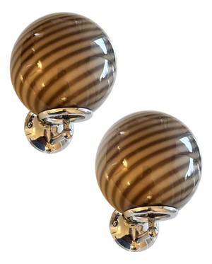 Beige and Brown Rods Murano Glass Wall Sconces by Simoeng, Set of 2