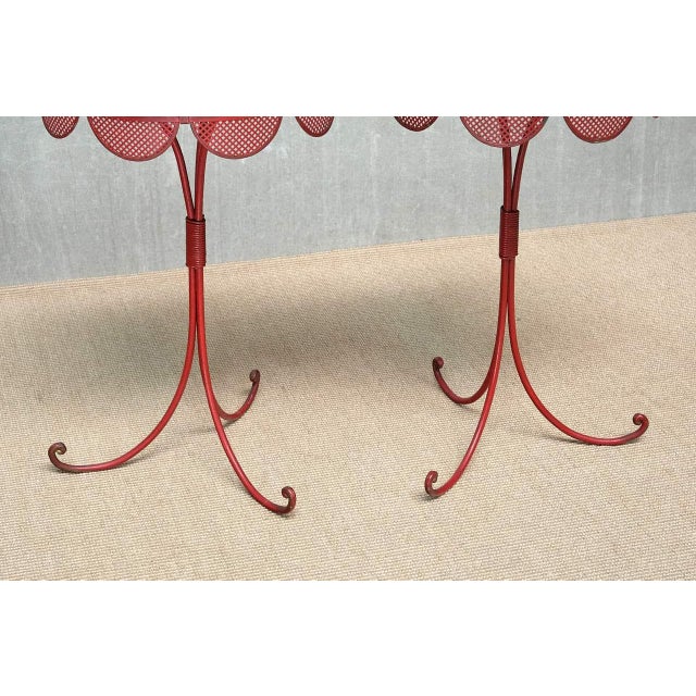 Metal French Red and Black Tripod Gueridon Tables in the style of Emilio Terry, 1950s, Set of 2 For Sale - Image 7 of 14