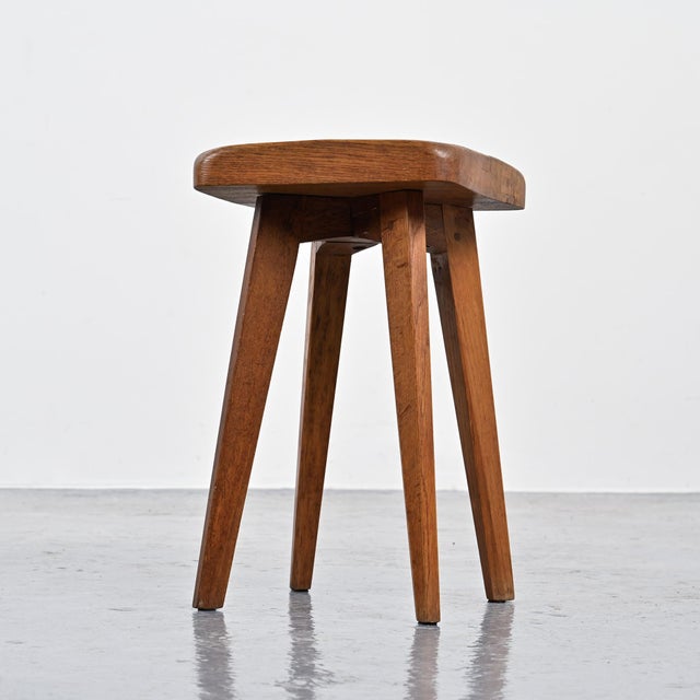French Oak Stool, 1950s For Sale - Image 9 of 12