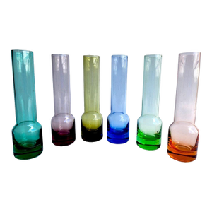 Vintage Multicolored Test Tube Shot/Liqueur/Cordial Glasses, Set of 6