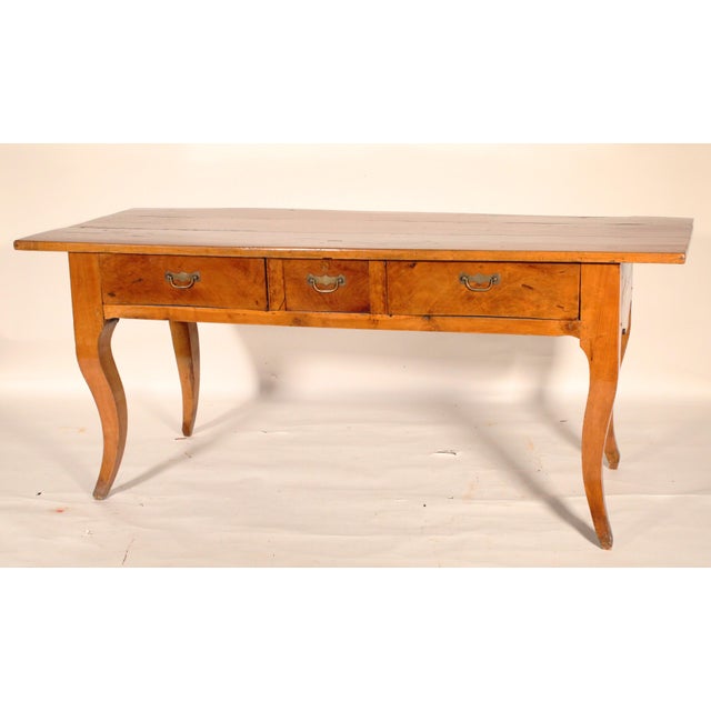 French Antique Louis XV Style Provincial Fruit Wood Desk For Sale - Image 3 of 11