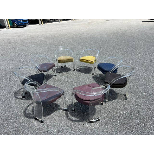 Charles Hollis Jones 1960s Charles Hollis Jones Style Lucite Dining Chairs- Set of 8 For Sale - Image 4 of 12