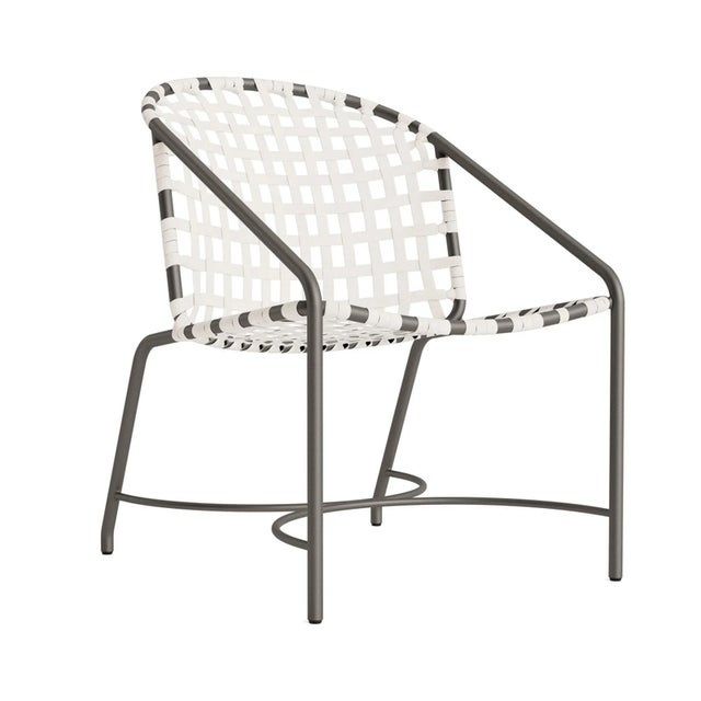 Brown Jordan Kantan Aluminum Suncloth Arm Chair, Mica frame with White fabric For Sale - Image 12 of 12