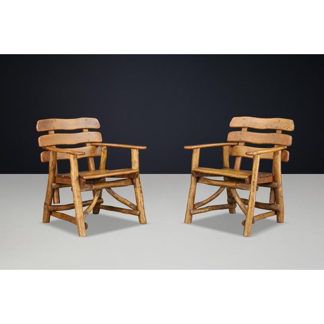 Sculptural Oak Armchairs, France, 1950s, Set of 2 For Sale - Image 3 of 17