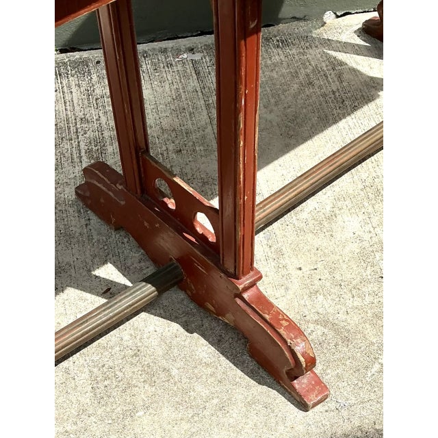 Vintage Rustic Red Wood Console Table For Sale In West Palm - Image 6 of 12