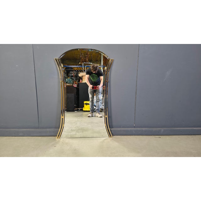 Vintage Brass Mirror, Belgium, 1970s For Sale - Image 11 of 13