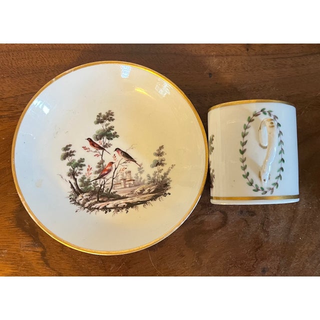 Antique 18th Century Italian Doccia Porcelain Coffee Can Cup and Saucer, Circa 1790 For Sale - Image 4 of 11