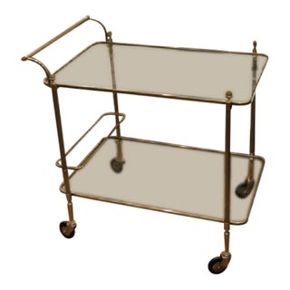 Maison Bagues Brass Rolling Cart With Bottle Holder For Sale