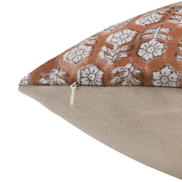 Art Deco Fabdivine Traditional Block Print Pillow Cover 24x24 Inch Duck Canvas-Tulsi Buti For Sale - Image 3 of 4