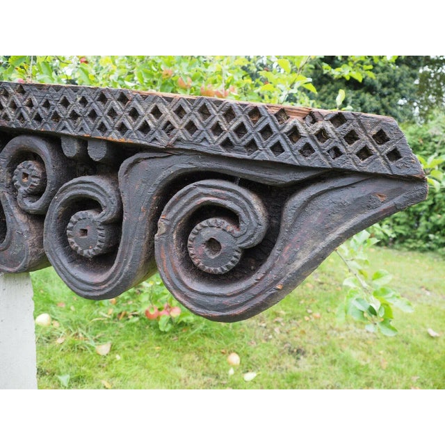 Wood Antique Hand-Carved Wooden Pillar Column Capital, Afghanistan, 1890s For Sale - Image 7 of 11