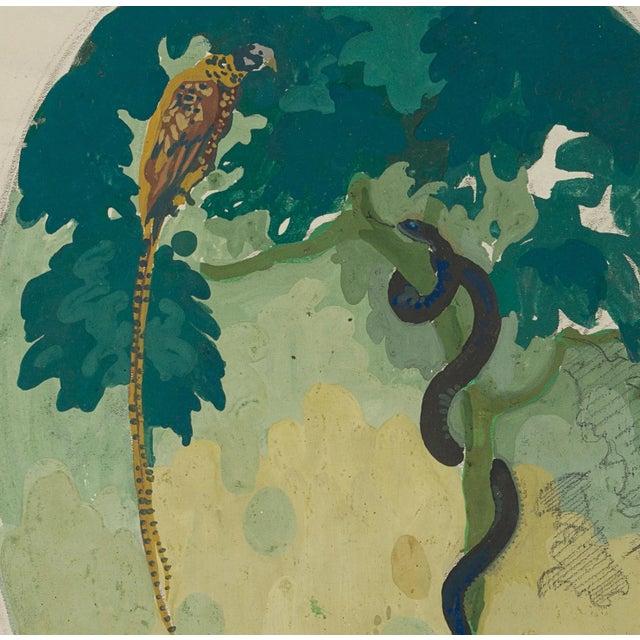 M. Wiegand, the Snake and the Pheasant, 20th Century, Gouache For Sale - Image 3 of 5