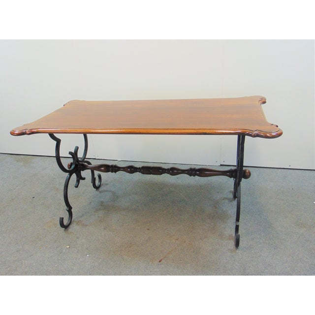 French Style Walnut & Iron Trestle Base Table Chairish
