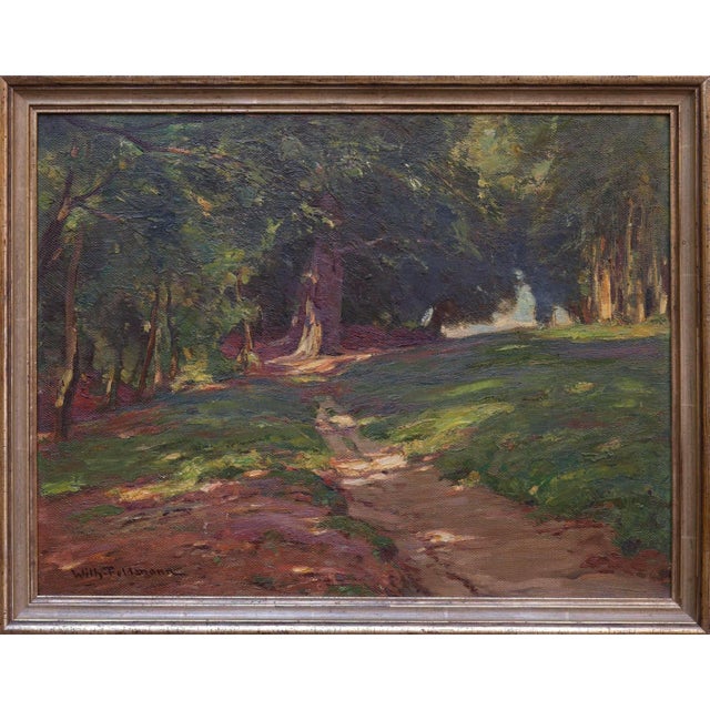 Wilhelm Feldmann, Forest Landscape Bathed in Sunlight, 1900, Oil Painting For Sale - Image 3 of 6