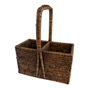 Vintage Rattan Wine Carrying Basket