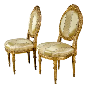 Set of Louis XVI French Giltwood Chairs from Maison Jansen, 1890s