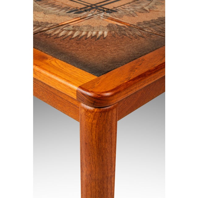 Danish Modern End Table - Accent Table in Teak W/ Ceramic Tile Mosaic Inlay by Johannes Andersen, Denmark, C. 1970's For Sale - Image 16 of 18