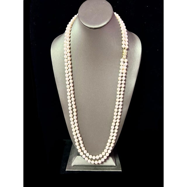 2010s Akoya Pearl Diamond Necklace 14k Y Gold Certified For Sale - Image 5 of 10