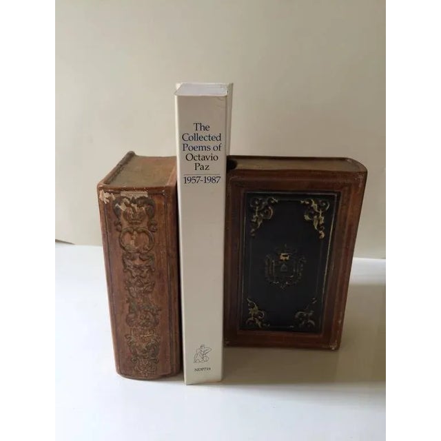 Pair of Leather Bound Book Bookends For Sale - Image 5 of 5