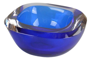 Murano Sommerso Blue Glass Bowl by Flavio Poli for Seguso, 1960