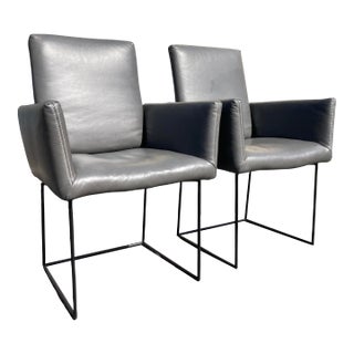 Pair Leather Arm Chairs Designed by Kurt Beier & Kati Quinger for Bullfrog For Sale