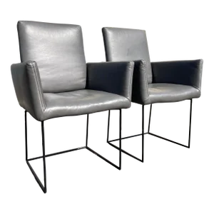 Pair Leather Arm Chairs Designed by Kurt Beier & Kati Quinger for Bullfrog