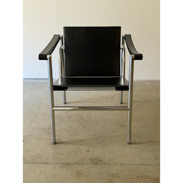 Metal Lc1 “Fauteuil À Dossier Basculant” Armchair by Le Corbusier, Jeanneret & Perriand for Cassina For Sale - Image 7 of 12