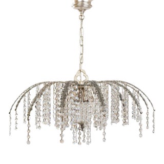Nickel Plated & Crystal Waterfall Chandelier, 1970s For Sale
