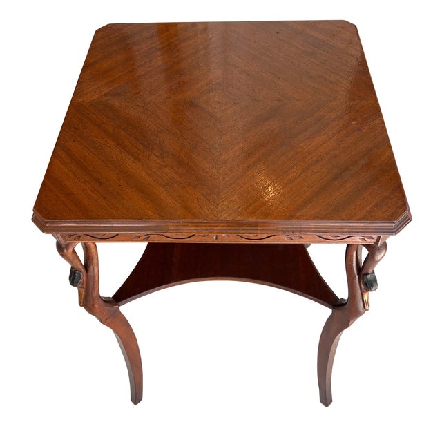 Chinoiserie Vintage Hollywood Regency Carved Swan Side Table With Shelf For Sale - Image 3 of 13