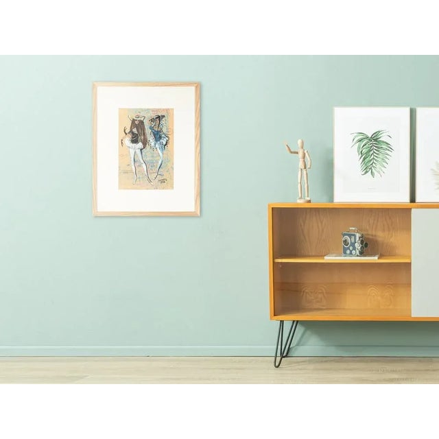 Mid-Century Modern Figurine, State Opera Munich, Gouache on Paper, Framed For Sale - Image 3 of 12