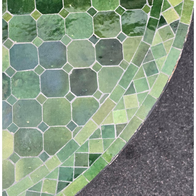 48" Handcrafted Tamegroute Green Moroccan Mosaic Table For Sale - Image 4 of 7