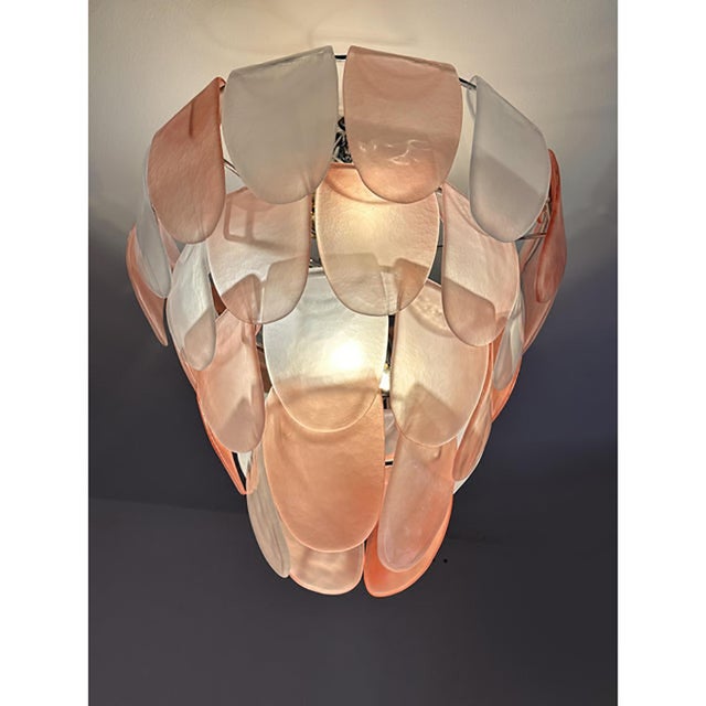 Contemporary Modern Sanded Pink Petals Murano Style Glass Chandelier by Simoeng For Sale - Image 3 of 9