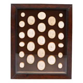 Antique 19th Century Grand Tour Roman Emperor Framed Intaglios from Giovanni Liberotti For Sale