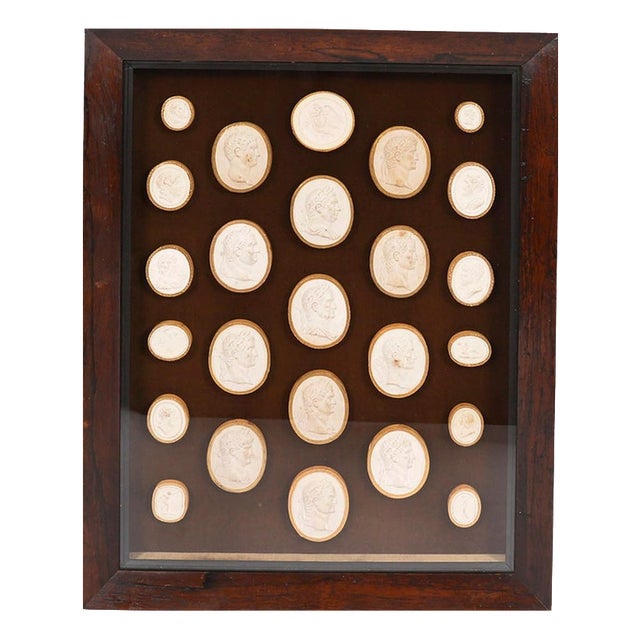 Antique 19th Century Grand Tour Roman Emperor Framed Intaglios from Giovanni Liberotti For Sale