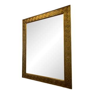 1950s Gilt Gold Wood Greek Key Mirror For Sale