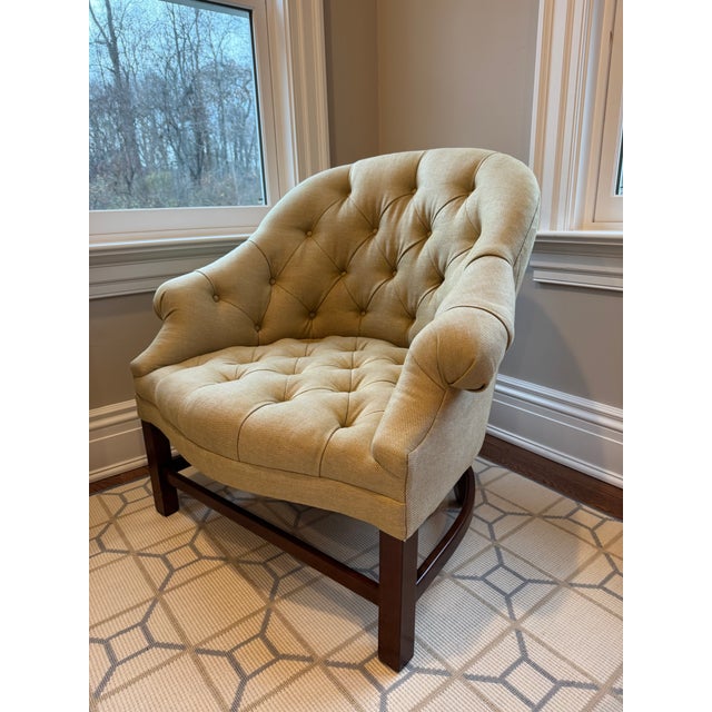 One moment in this chair and you’ll disappear into its embrace, thanks to the thoughtfully curved barrel-shaped hardwood...