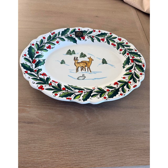 Ceramic Italian Winter Scene Platter For Sale - Image 7 of 8