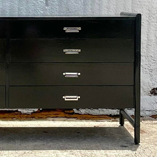 Vintage Coastal Signed McGuire Lacquered Rattan Dresser For Sale - Image 10 of 12