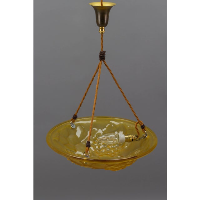 French Art Deco Frosted Amber Colored Pendant Light from ROS, 1930s For Sale - Image 16 of 18