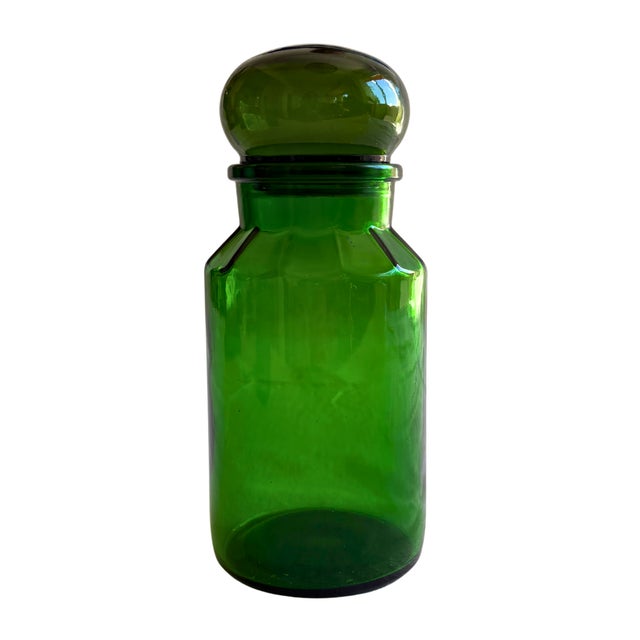 Belgian Cobalt Green Apothecary Jars, 1920s, Set of 3 For Sale - Image 3 of 10